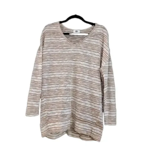 3/$30 Old Nay brown/white striped sweater, size large - Picture 1 of 2